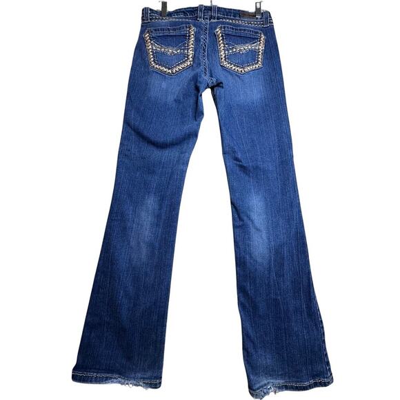 Rock 47 by Wrangler Jeans Womens 30x32 Blue Denim Low Rise Bootcut Western Horse - Picture 3 of 16